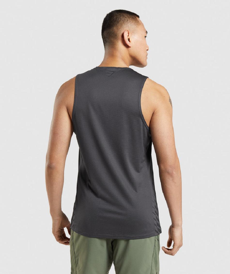 Camiseta Tirantes Gymshark Deporte Stripe Hombre Negras Gris | CO 3234PJJ